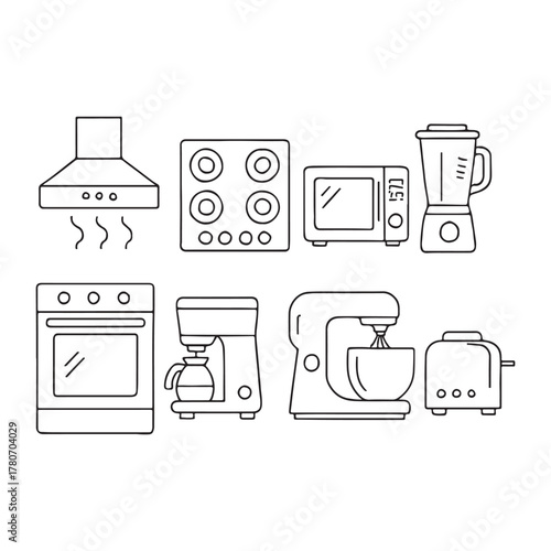 Kitchen Appliances Line Art