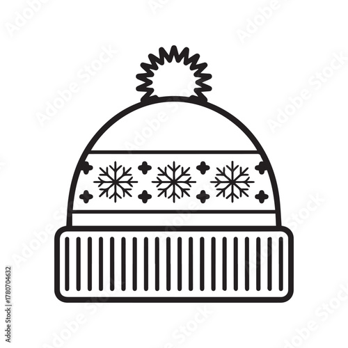Winter knitted hat with snowflakes