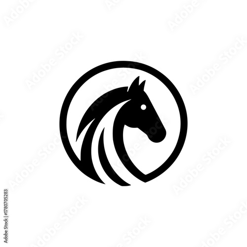 Horse head logo in circular form