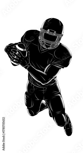 Dynamic football player running with ball, showcasing strength and determination in a powerful action shot perfect for sports marketing and team spirit themes