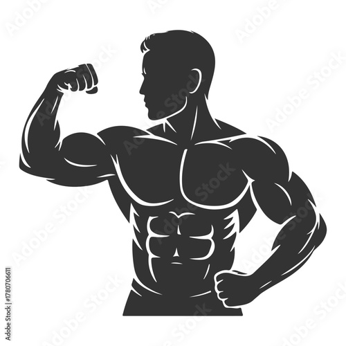 a silhouette of a man with a muscular body