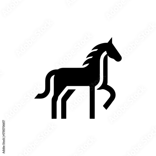 Prancing horse silhouette in minimalist style