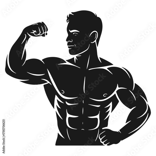 strong muscular man silhouette