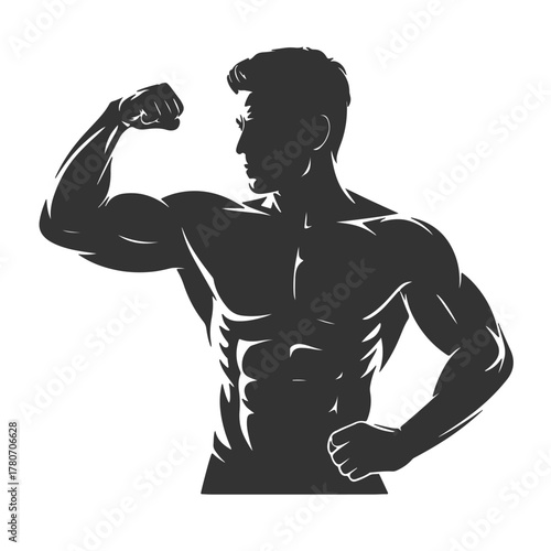 a silhouette of a man with a muscular body