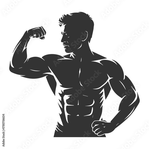 a silhouette of a man with a muscular body