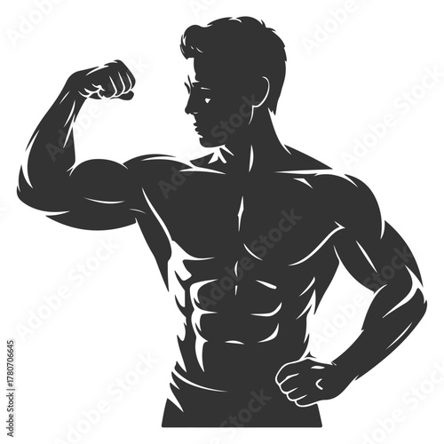 a silhouette of a man with a muscular body