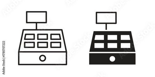 Cash register icon silhouette vector designs. Editable Strokes