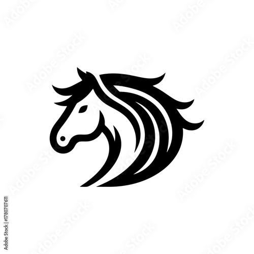 Horse head graphic in bold style
