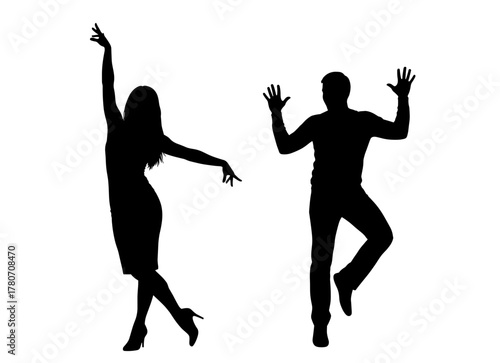 Dancing silhouettes of a couple, gracefully in motion. The image captures the elegance of dance and the joy of movement