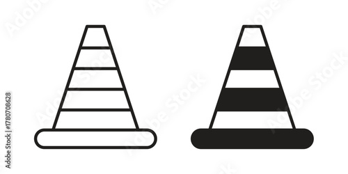 Construction cone icon silhouette vector designs. Editable Strokes