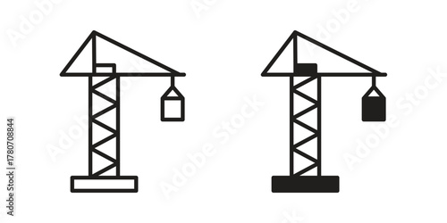 Construction crane icon silhouette vector designs. Editable Strokes
