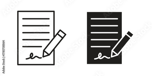 Contract icon silhouette vector designs. Editable Strokes