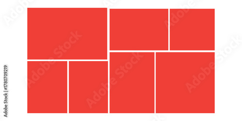 Vector photo collage 7 frames. Empty template for album, scrapbook, memory board, and portfolio display.