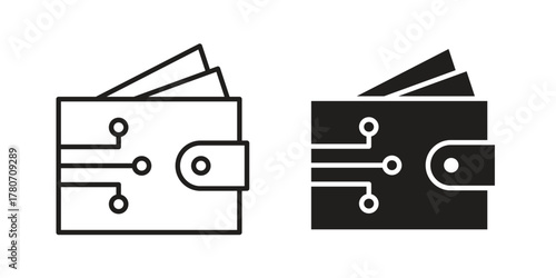 Cryptocurrency wallet icon silhouette vector designs. Editable Strokes