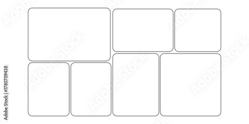 Vector photo collage 7 frames. Empty template for album, scrapbook, memory board, and portfolio display.