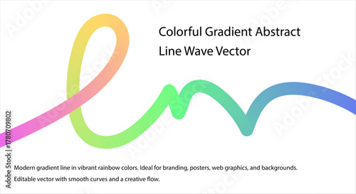 Abstract Gradient Line Vector with Colorful Loop on White Background – Modern Minimal Flow Design for Graphic Use - abstract logo design
