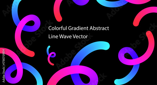Vibrant Gradient Abstract Wave Vector on Black Background – Modern Color Flow Design for Digital Art and Posters
