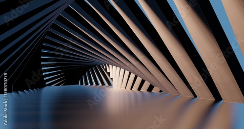 Abstract architecture background geometric shapes in design interior 3d render