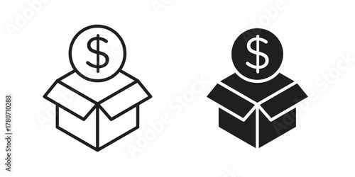 Donation box icon silhouette vector designs. Editable Strokes