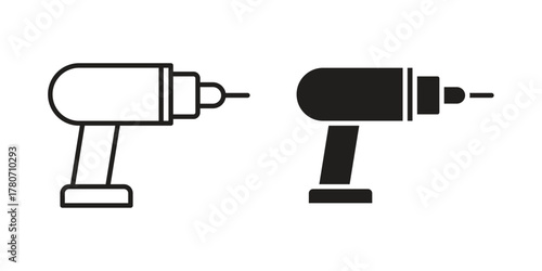 Drill icon silhouette vector designs. Editable Strokes