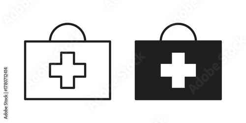 First aid kit icon silhouette vector designs. Editable Strokes