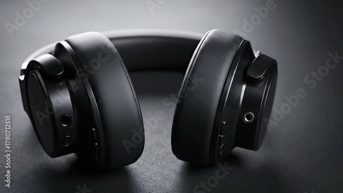Sleek Black Headphones on Dark Surface - A Modern Audio Experience.