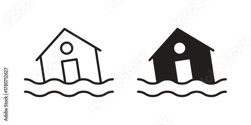Flood icon silhouette vector designs. Editable Strokes