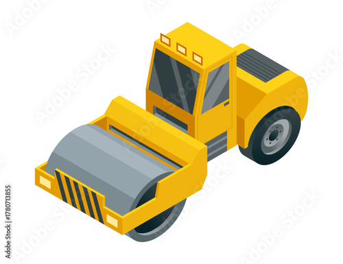 Yellow Construction Roller for Paving, Road Maintenance, and various industrial tasks