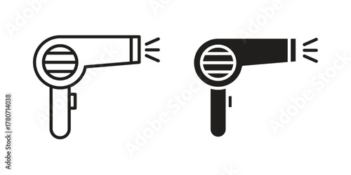 Hair dryer icon silhouette vector designs. Editable Strokes