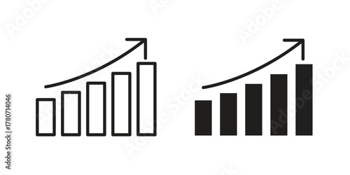 Growing graph icon silhouette vector designs. Editable Strokes