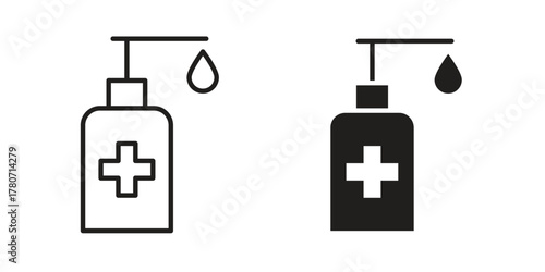 Hand sanitizer icon silhouette vector designs. Editable Strokes