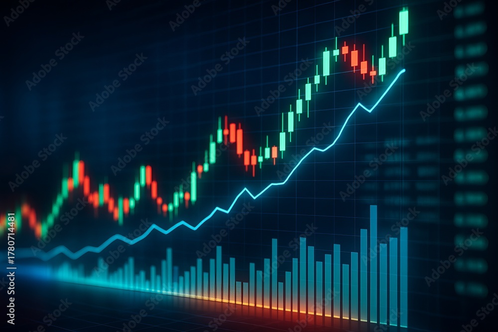 © Mishi Images - Digital 3D rendering of stock market growth and profit charts with futuristic motion background for investment visuals © Mishi Images - Digital 3D rendering of stock market growth and profit charts with futuristic motion background for investment visuals