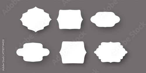 Set of Decorative White Labels and Frames with Shadows
