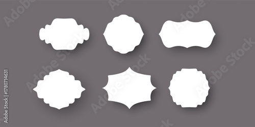 Set of Decorative White Labels and Frames with Shadows