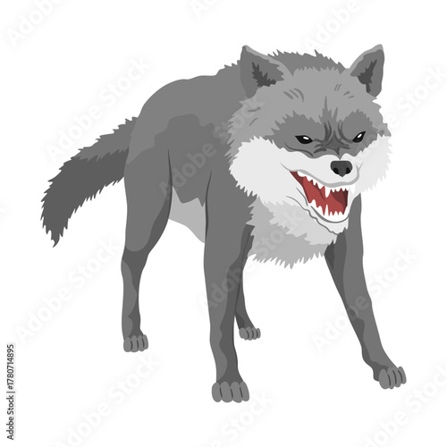 Gray wolf. A predatory beast. Wild forest animal. Vector hand drawn vintage old sketch for stamp, t-shirt or typography or badge