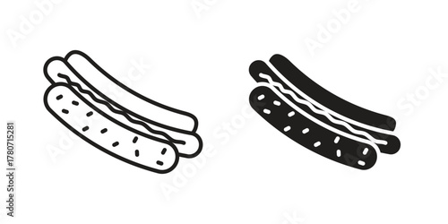 Hot dog icon silhouette vector designs. Editable Strokes