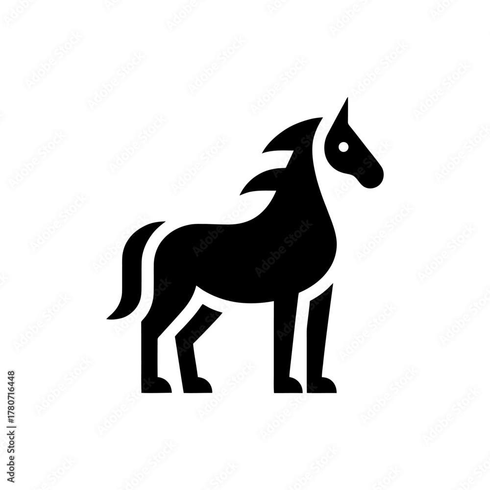 Fototapeta premium Horse silhouette stands in black