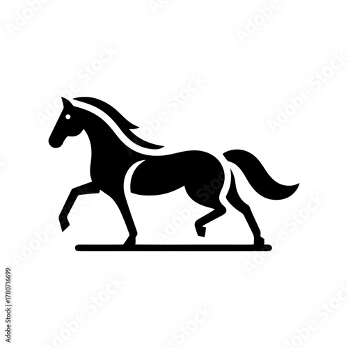 Horse silhouette icon in glyph style