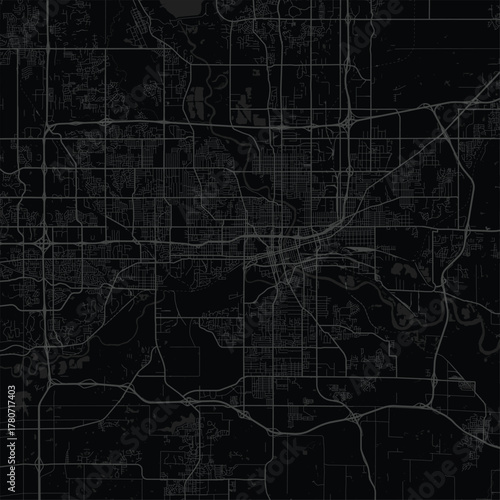 Des Moines City Map Modern monochrome blueprint featuring sleek linework and urban grid in a refined black and gray toned aesthetic for a sophisticated wall decor.