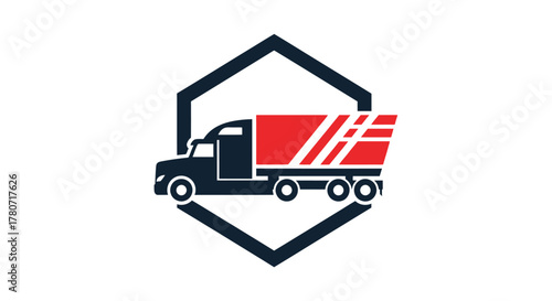 Modern logo design featuring a truck silhouette within a geometric shape