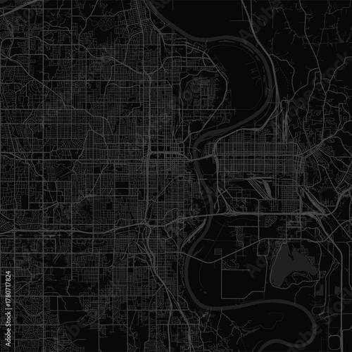 Omaha City Map Geometric urban grid wall decor in sleek black and gray tones featuring refined monochrome linework and modern blueprint style.