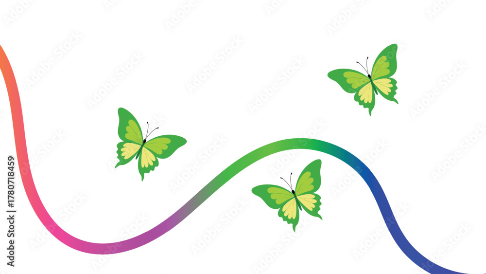 Naklejka premium abstract background with butterflies Abstract Gradient Color Shapes Pattern. Background with Wave Rainbow Ribbons. Vector Color Lines with Gradient. Geometric Shapes Graphic Design Element