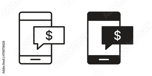 Mobile banking icon silhouette vector designs. Editable Strokes