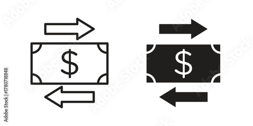 Money transfer icon silhouette vector designs. Editable Strokes