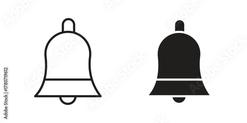 Notification bell icon silhouette vector designs. Editable Strokes