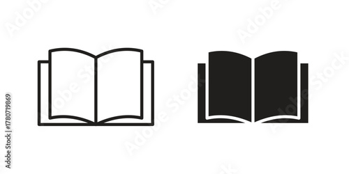 open book icon silhouette vector designs. Editable Strokes