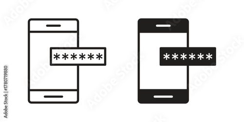 Otp sms password icon silhouette vector designs. Editable Strokes