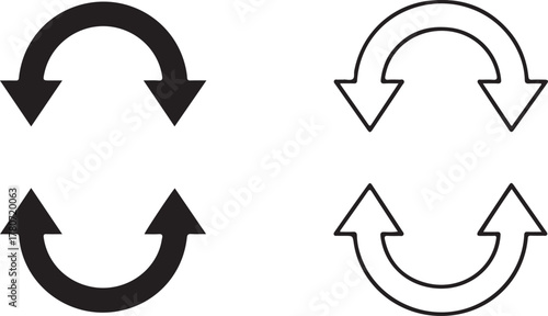 Up and Down Arrows Icons Set Black and White Keywords: arrow, up, down, refresh, cycle, repeat