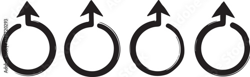 Four Black Circular Arrows with Upward Pointing Tips