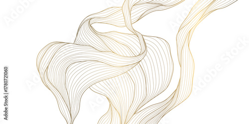 Elegant vector abstract golden wave background, smooth lines and soft gradients, luxurious flowing design. Modern presentations, packaging, banners, premium template.